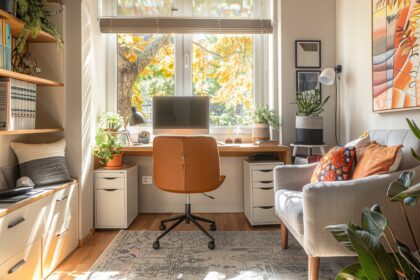 Stratégies efficaces pour aménager un coin bureau fonctionnel dans un petit appartement, illustrant l'optimisation de l'espace